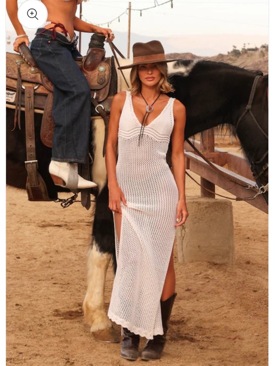 Kulani Kinis Other - Kulani Kinis Crochet V-neck Maxi Dress in Ivory-Small